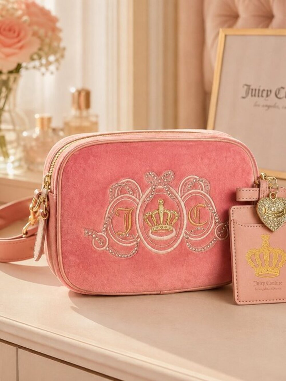 Juicy Couture Lovers Club Camera Bag Pink Lemonade Terry Crossbody NWT Limited